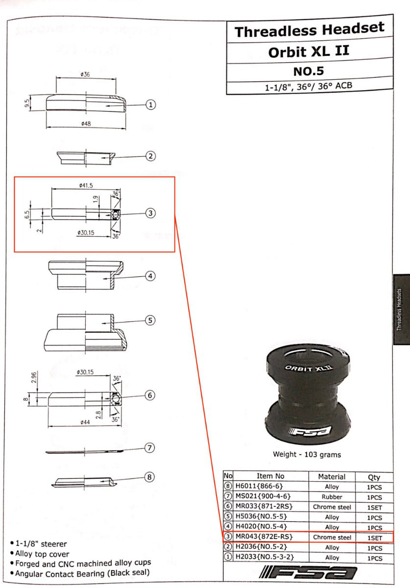 larry-vs-harry-roulement-sup-rieur-fsa-orbit-xl-ii-1-1-8-direction image 1